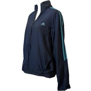 Adidas Large Black/Green Classic 3 Stripe Sleeve Tricot Track Jacket Athletic